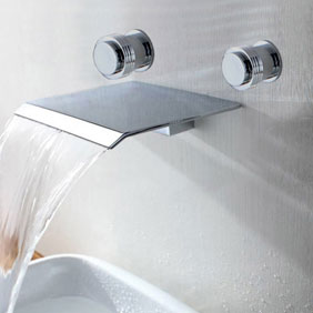 Chrome Finish Waterfall Bathroom Sink Faucet (Wall Mount) T7008A